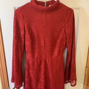 Red bell sleeve dress